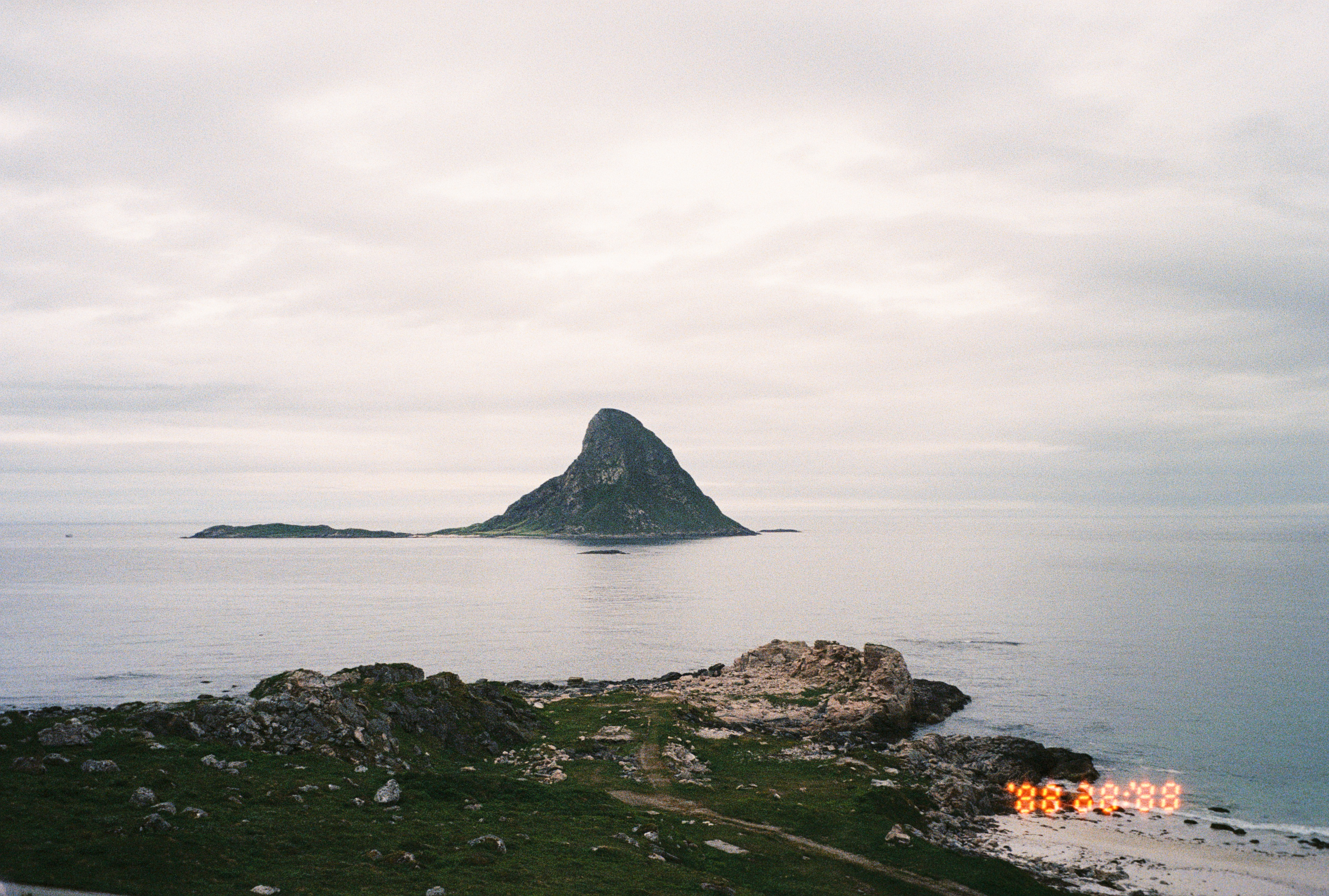 A lone island massif in the middle of the sea