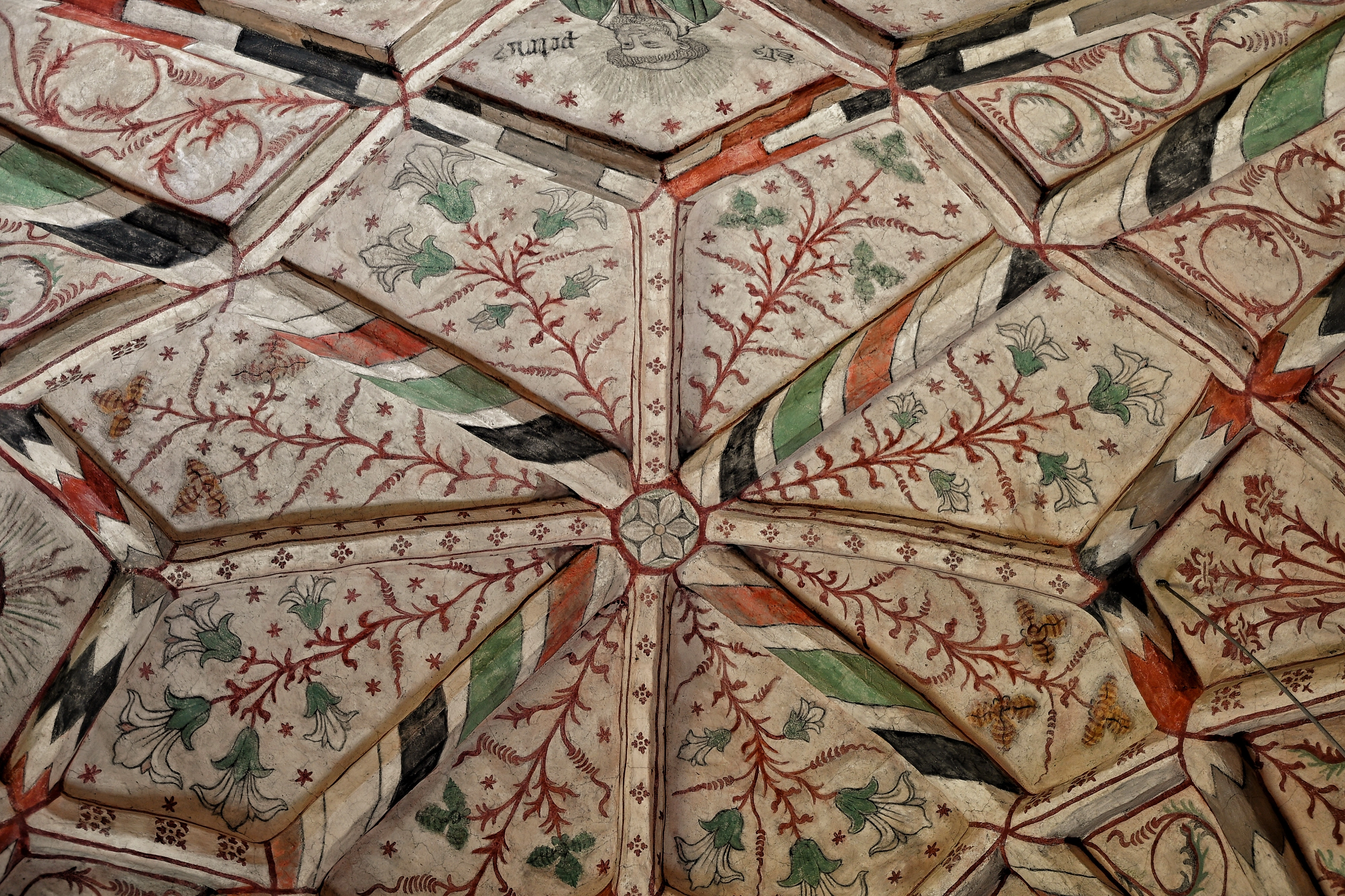 Picture of a geometric design on the ceiling of a church in Taivosalo